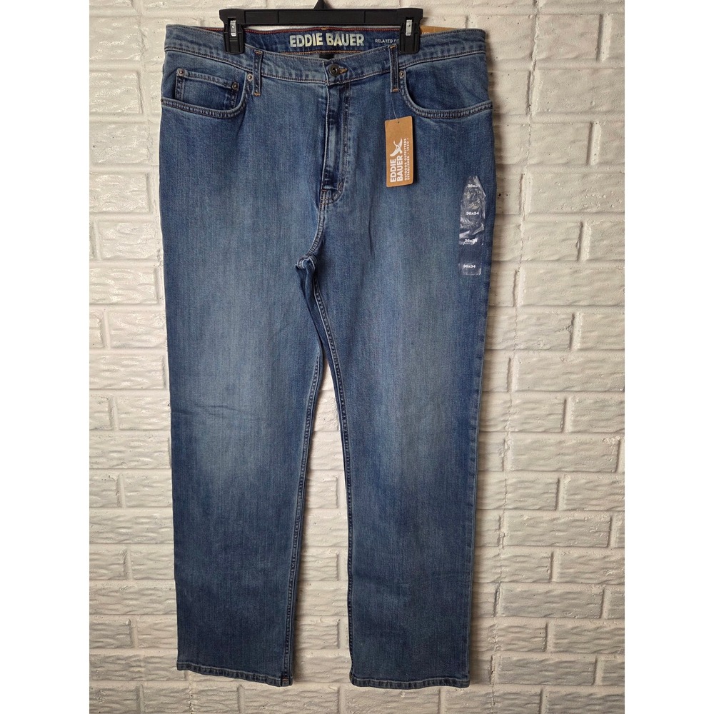 Eddie Bauer Men's size 36 x 34 jeans Mr. Eddie's Flex Jean Relaxed NWT Stretch